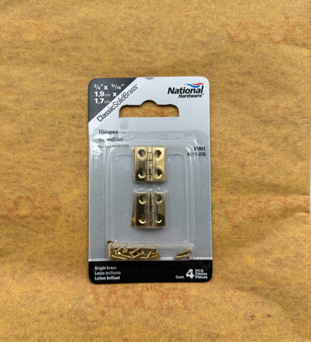 National Hardware N211-276 Solid Brass Decorative Narrow Hinge 3/4 x 11/16 in.