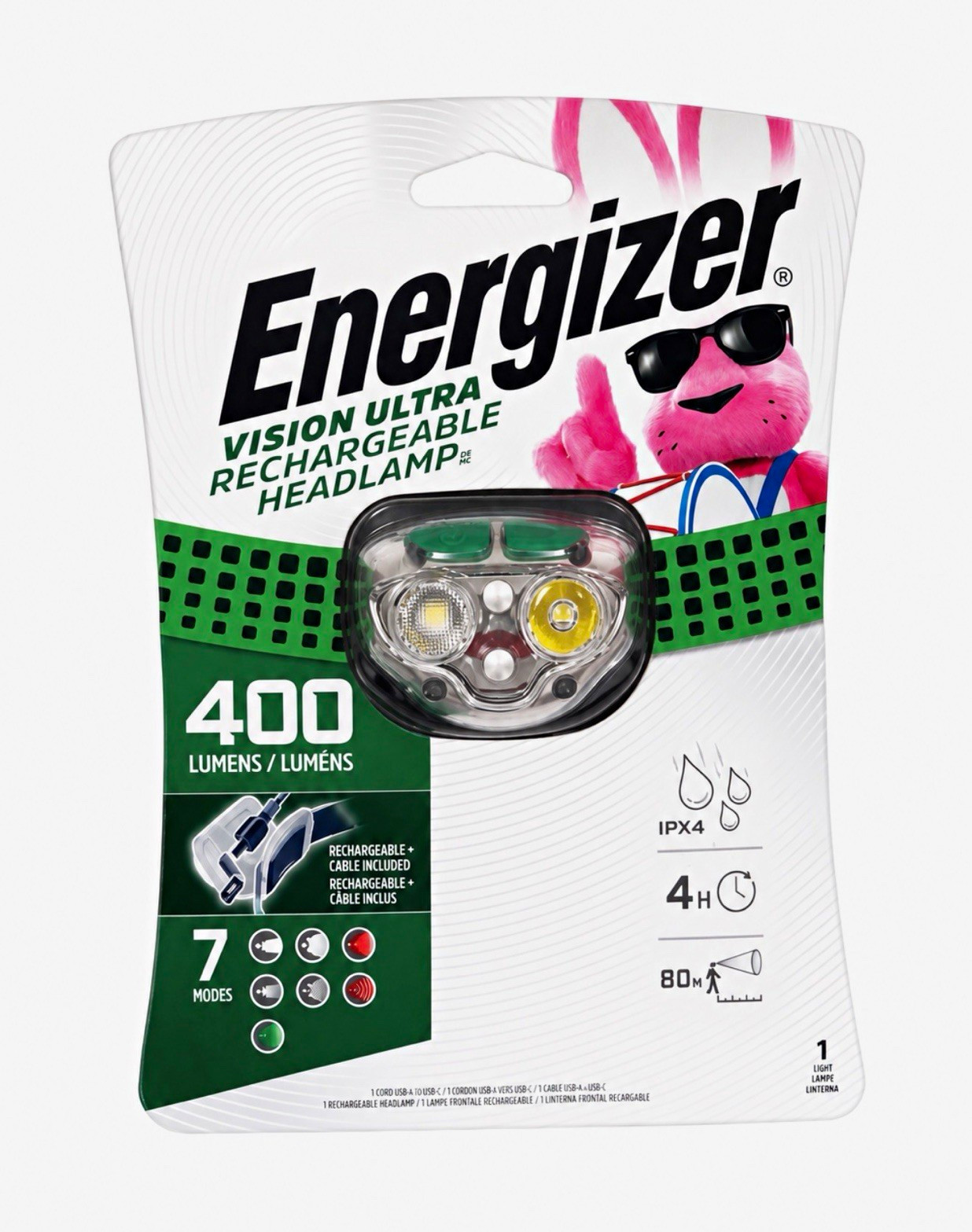 Energizer Vision Ultra Rechargeable Headlamp 400 lm IPX4 7 Modes