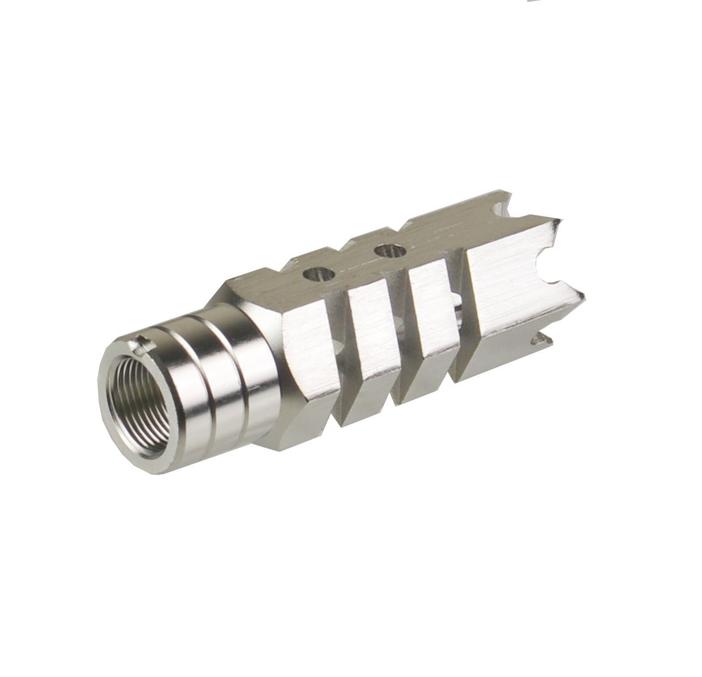 Stainless Steel M14x1 LH Threaded Shark Muzzle Brake Compensator for 7.62x39