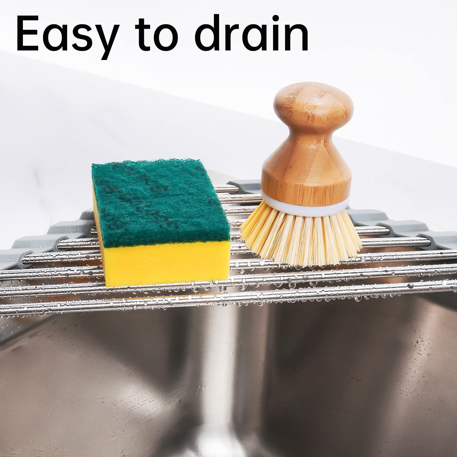 Tomorotec Triangle Roll-Up Dish Drying Rack for Sink Corner Small Foldable Stain