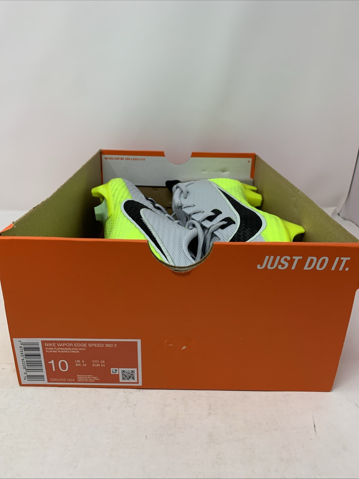 Nike Vapor Edge Speed 360 2 Volt Gray Football Cleats, Size 10 DA5455-004 BNIB