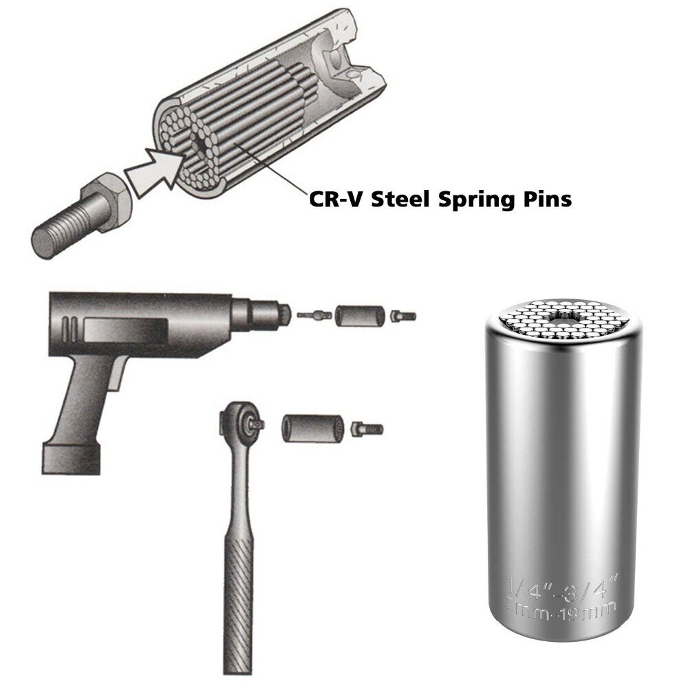 Universal Socket Wrench Magical Power Grip Alligator Multi Tool Drill Adapter