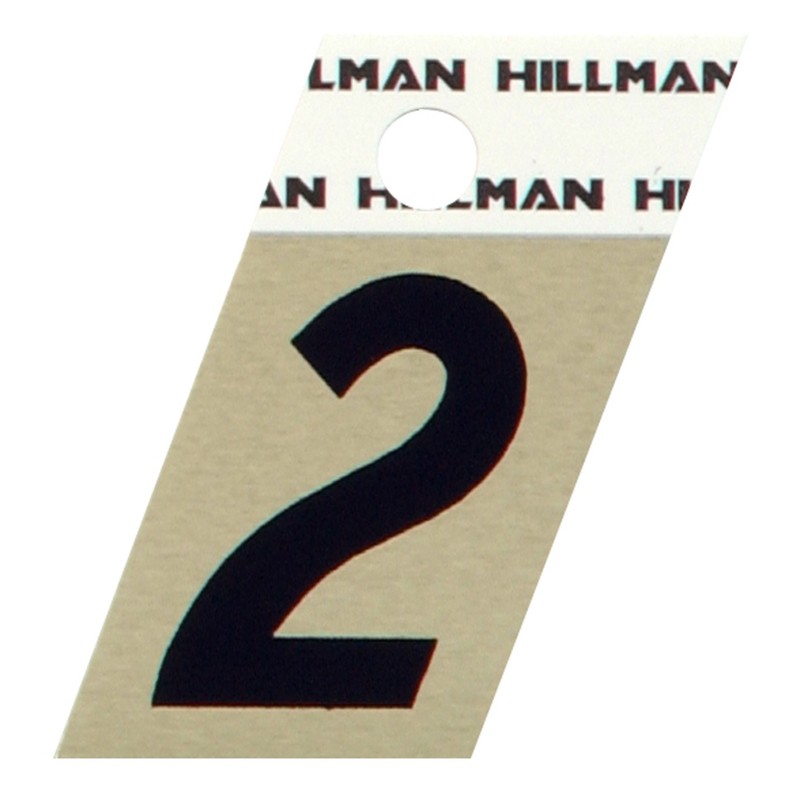 Hillman 1.5 " Reflective Black Aluminum Self-Adhesive Number 2 1 pc (6-Pack)