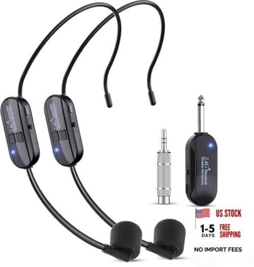 Wireless Microphone Headset Double Professional: Cordless Mic Head for Black1