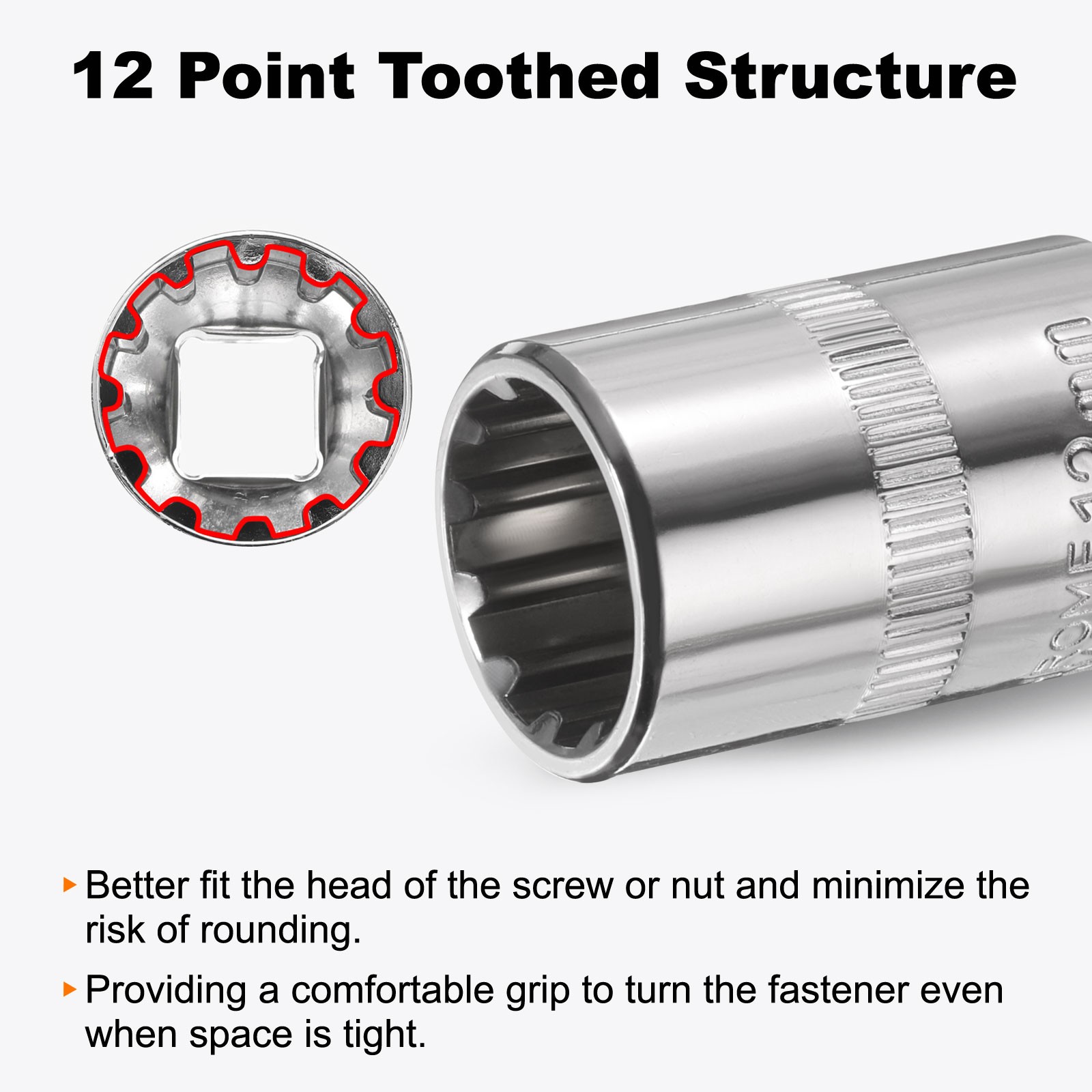 12 Points Socket 3/8" Drive 13mm Metric Shallow Impact Socket