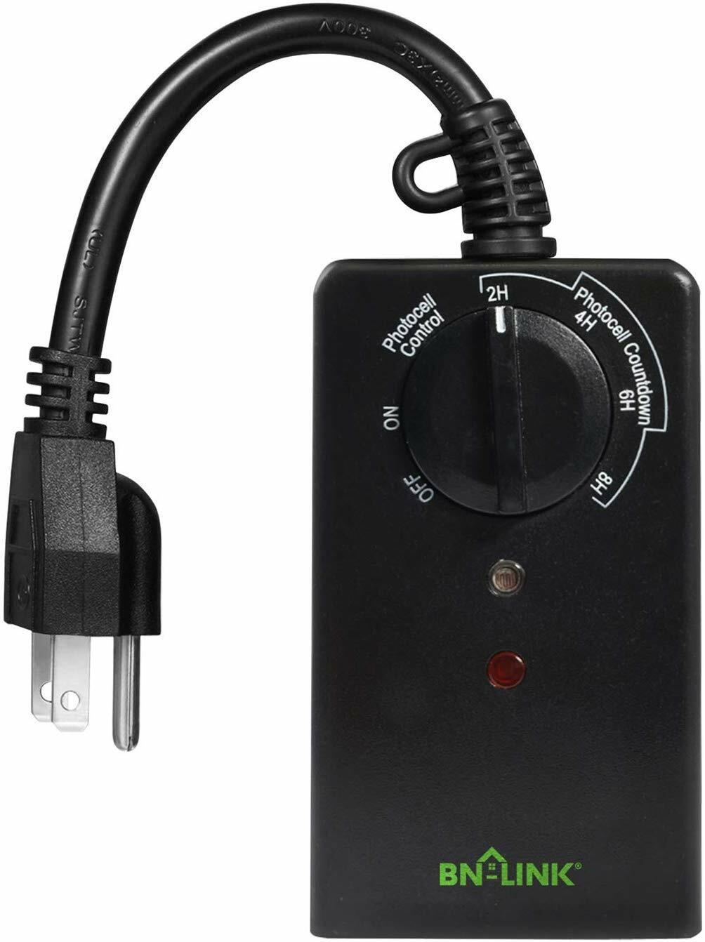 BN-LINK Outdoor Plug In Timer Switch Photocell Sensor Function Two Outlets