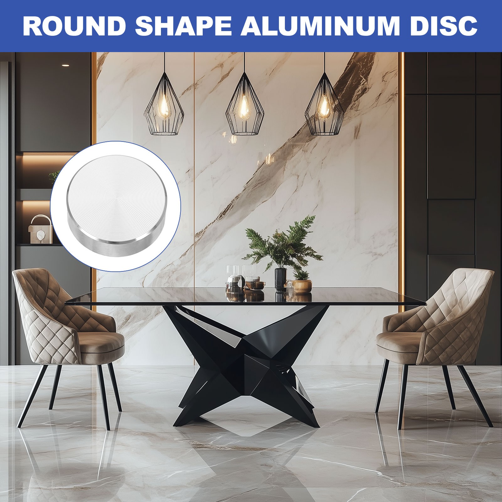 8pcs M6 Thread 20mm Diameter Round Shape Aluminum Disc Hardware, Silver