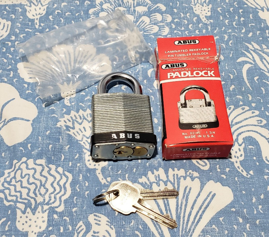 Vintage NOS ABUS 82/45 Kwikset Keyway 6 Pin Rekeyable Heavy Padlock Locksport