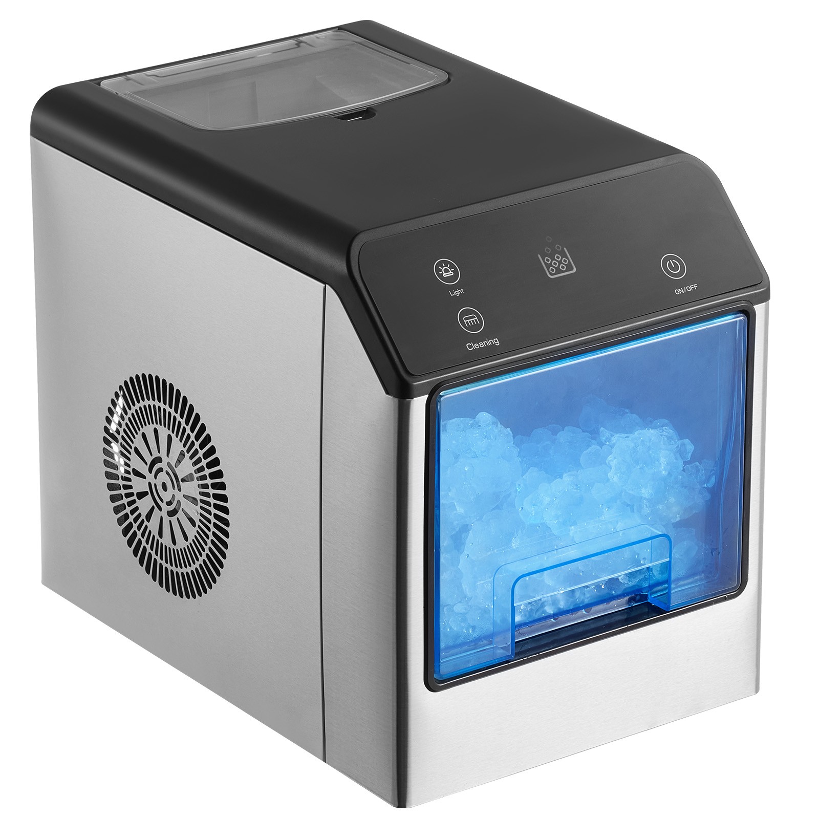Countertop Nugget Ice Maker 33Lbs/24H Ice Machine Self-Cleaning w/Scoop Home Bar