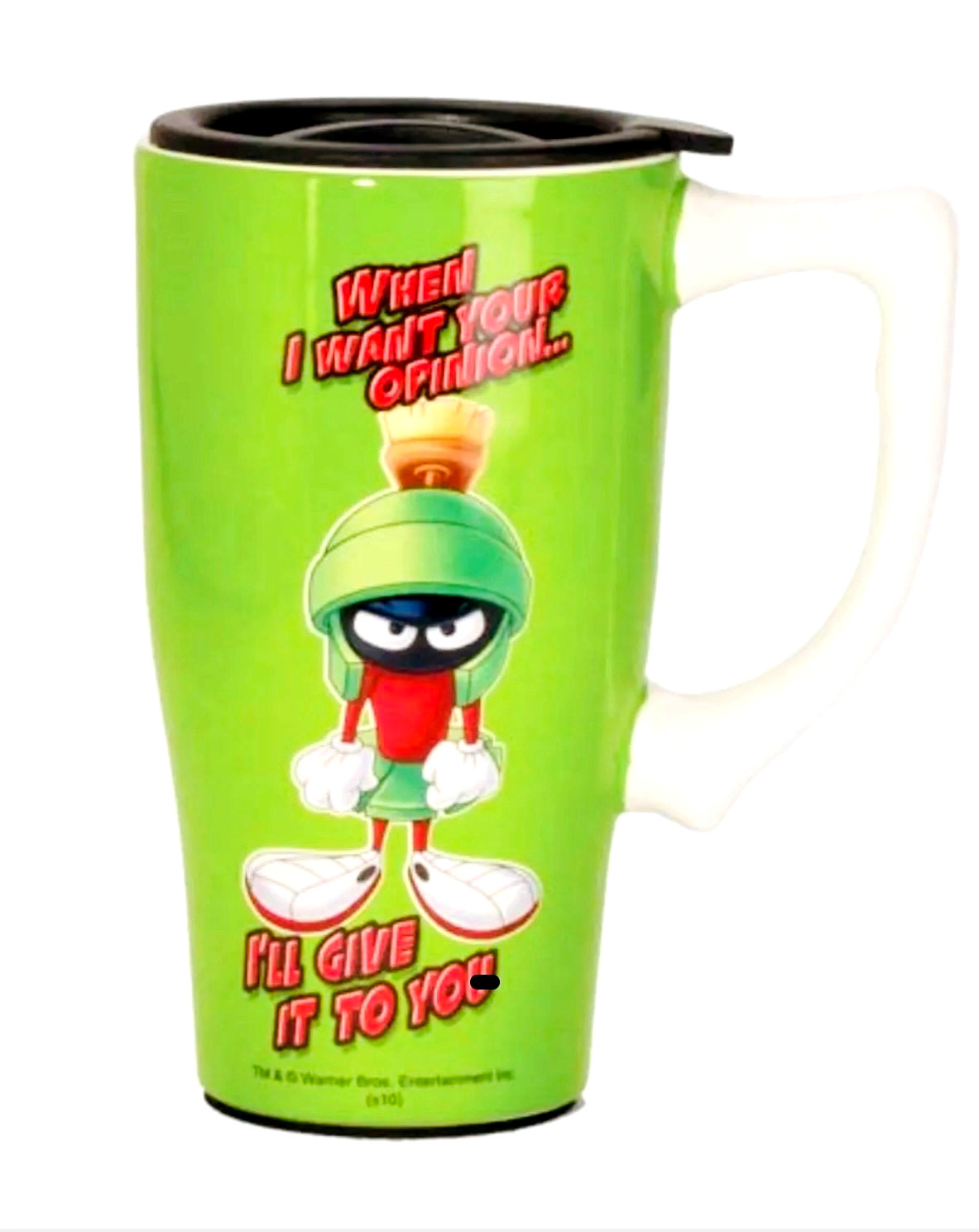 Looney Tunes Marvin The Martian 18 oz Ceramic Travel Mug Handle