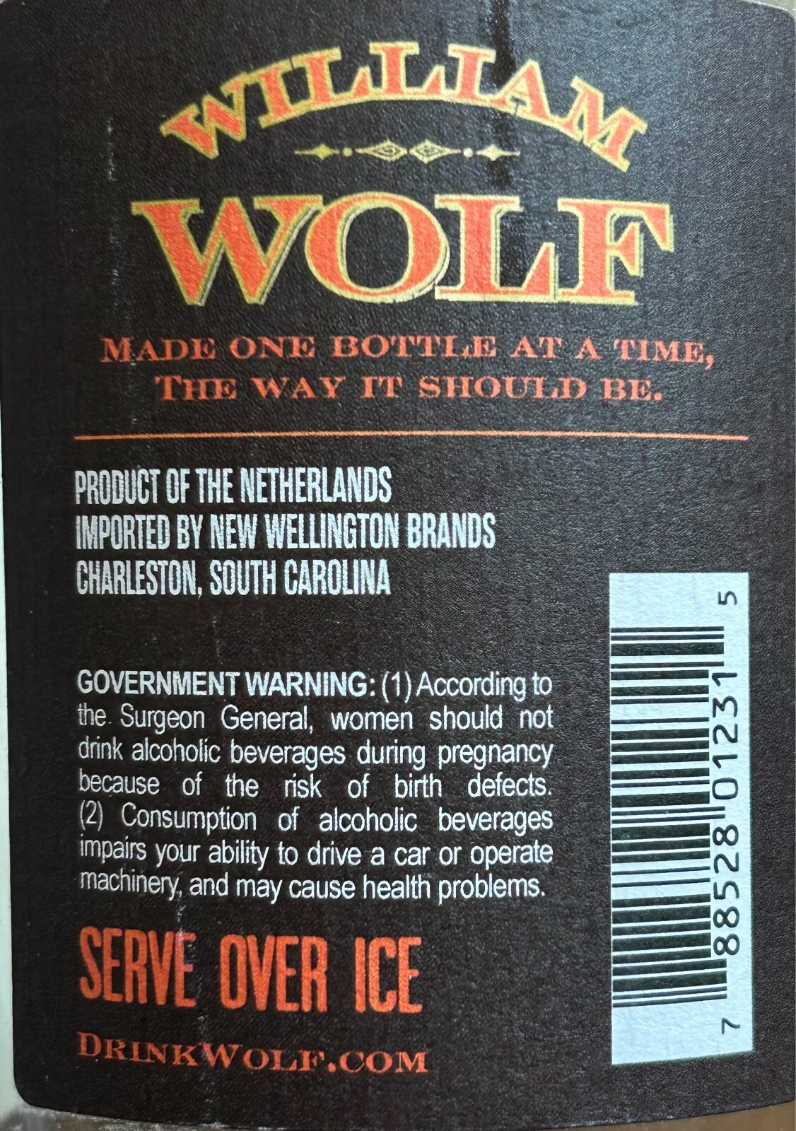 William Wolf Pecan Bourbon Whiskey Bottle - .750