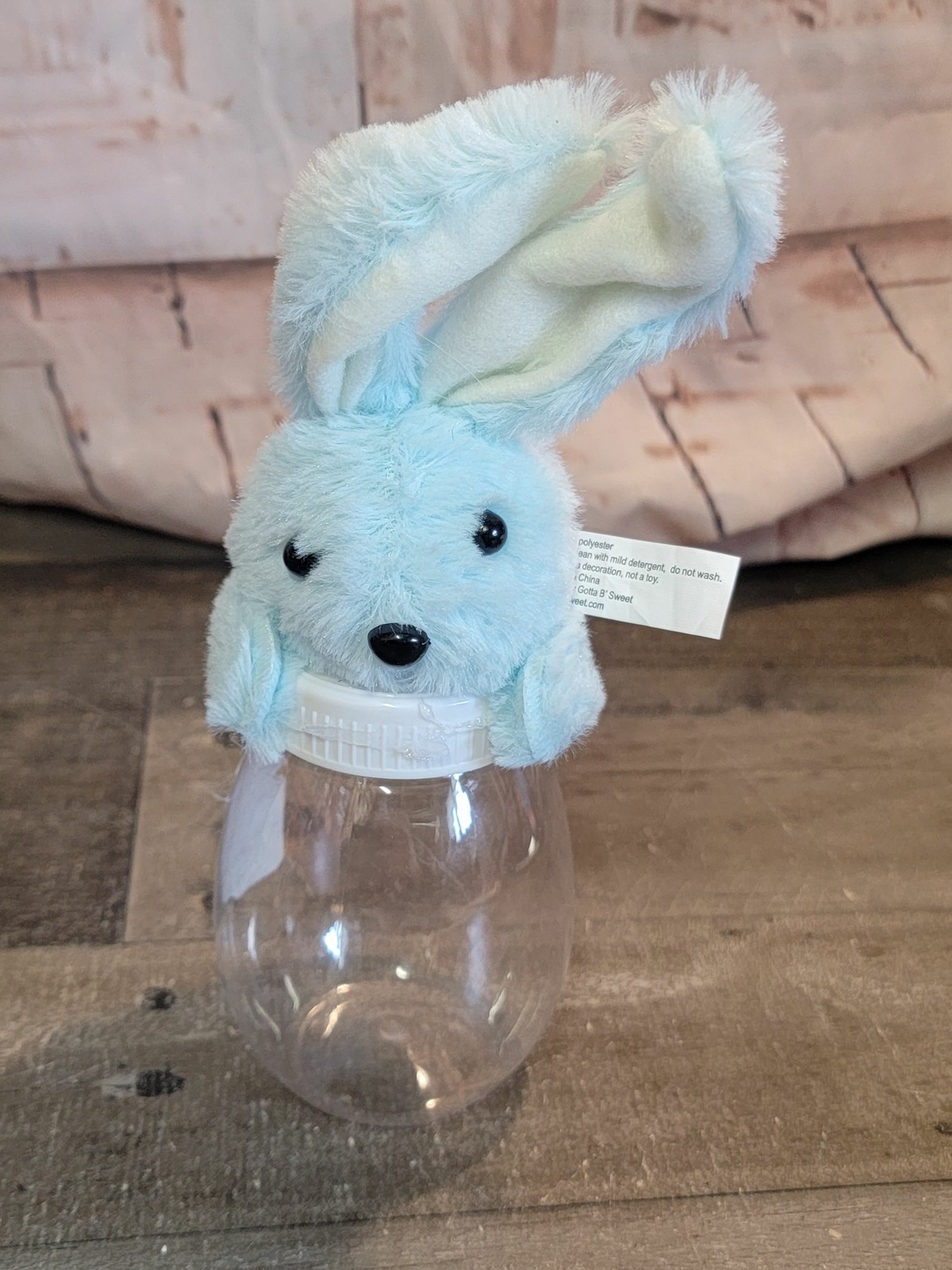 Blue Easter bunny rabbit container Decor figure