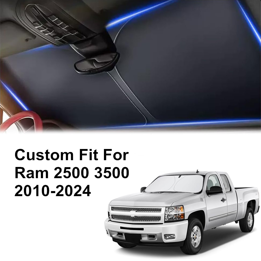 For 2010-2024 Dodge Ram 3500 Cab Windshield Sun Shade UV Block Foldable  Cover