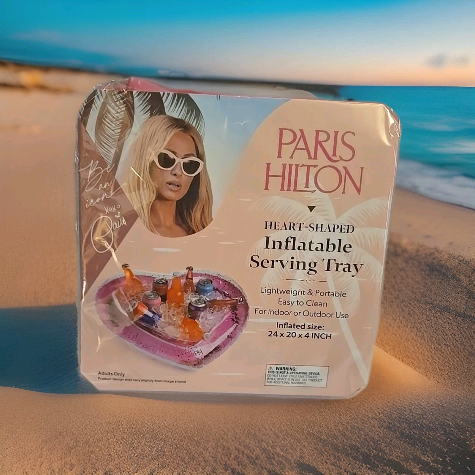 Paris Hilton Inflatable Serving Tray. Heart-shaped