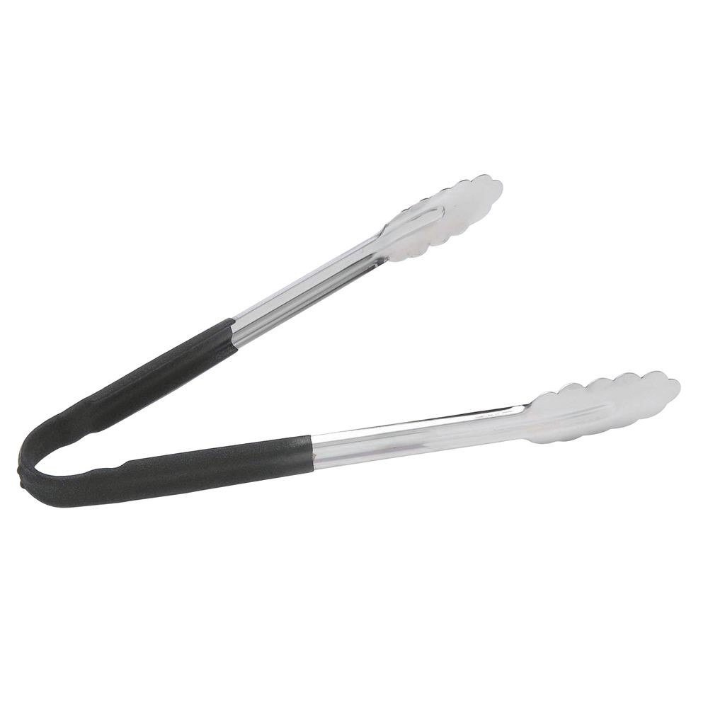 HUBERT® Cooking Tongs with Black Silicone Handle Heat Resistant Stainless Steel