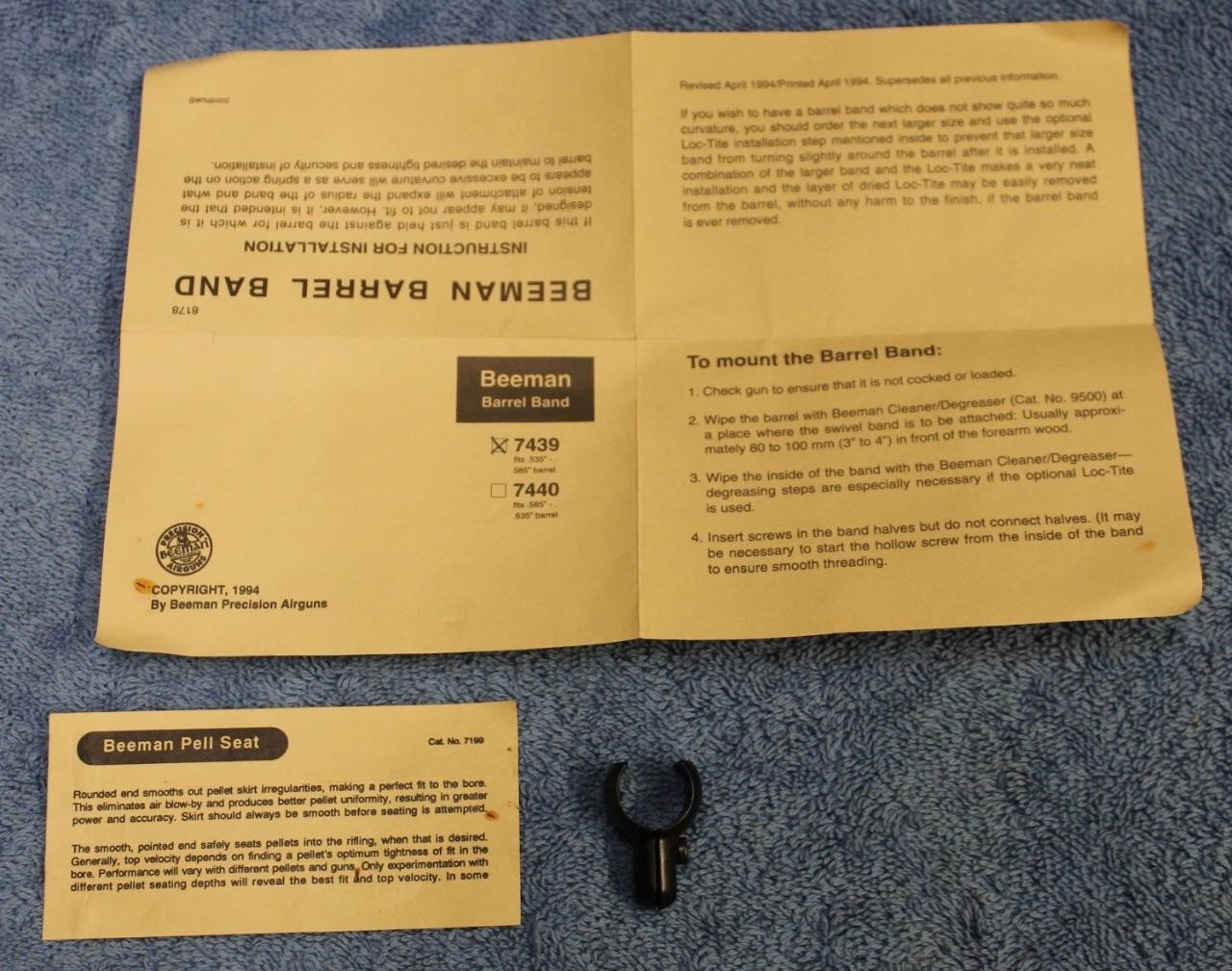 Beeman Precision Airguns #7439 Barrel Band Fits Barrels  0.535" to 0.585" Diam.
