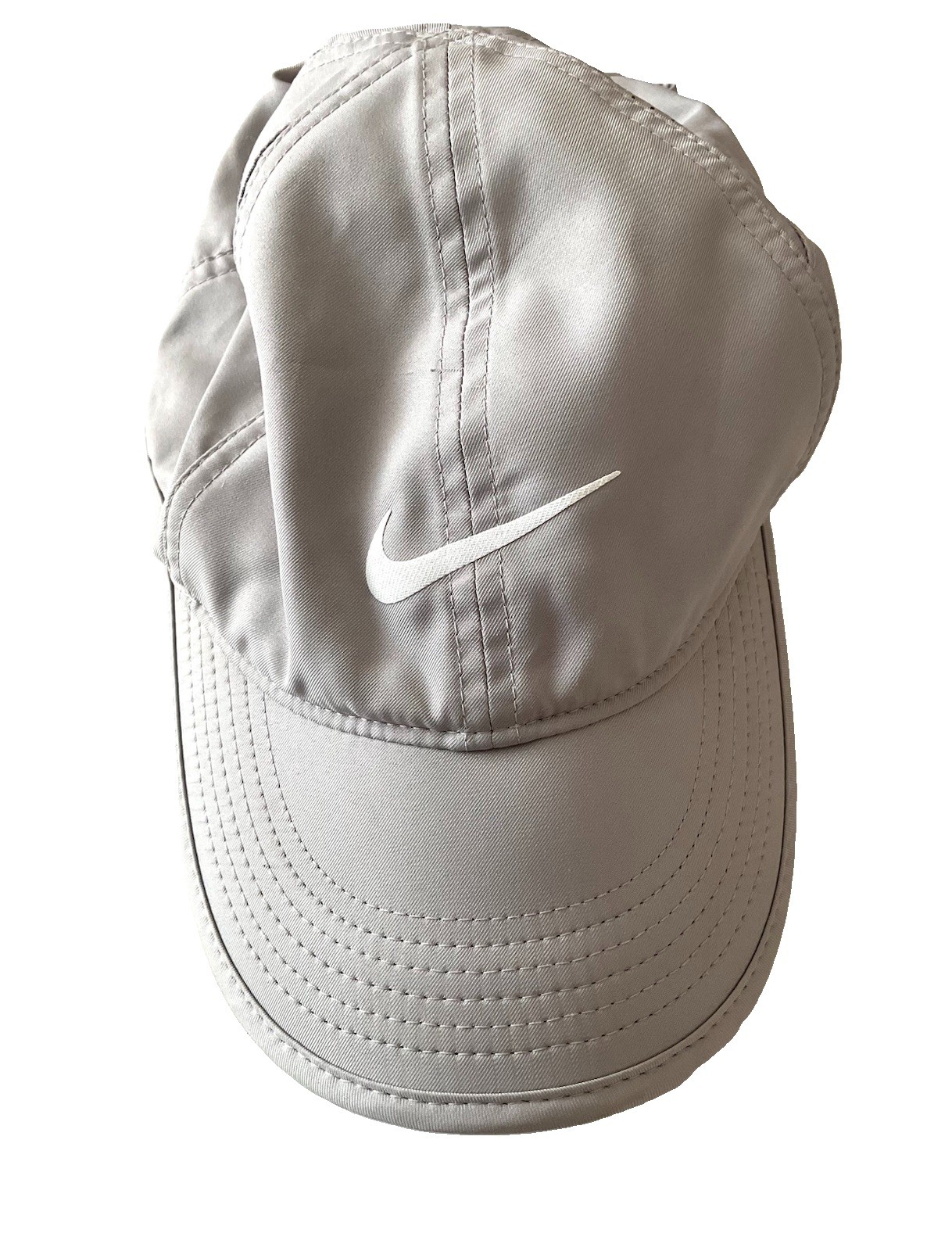 Nike Featherlight Dri Fit Light Gray Adjustable Strap Back Running Cap Hat