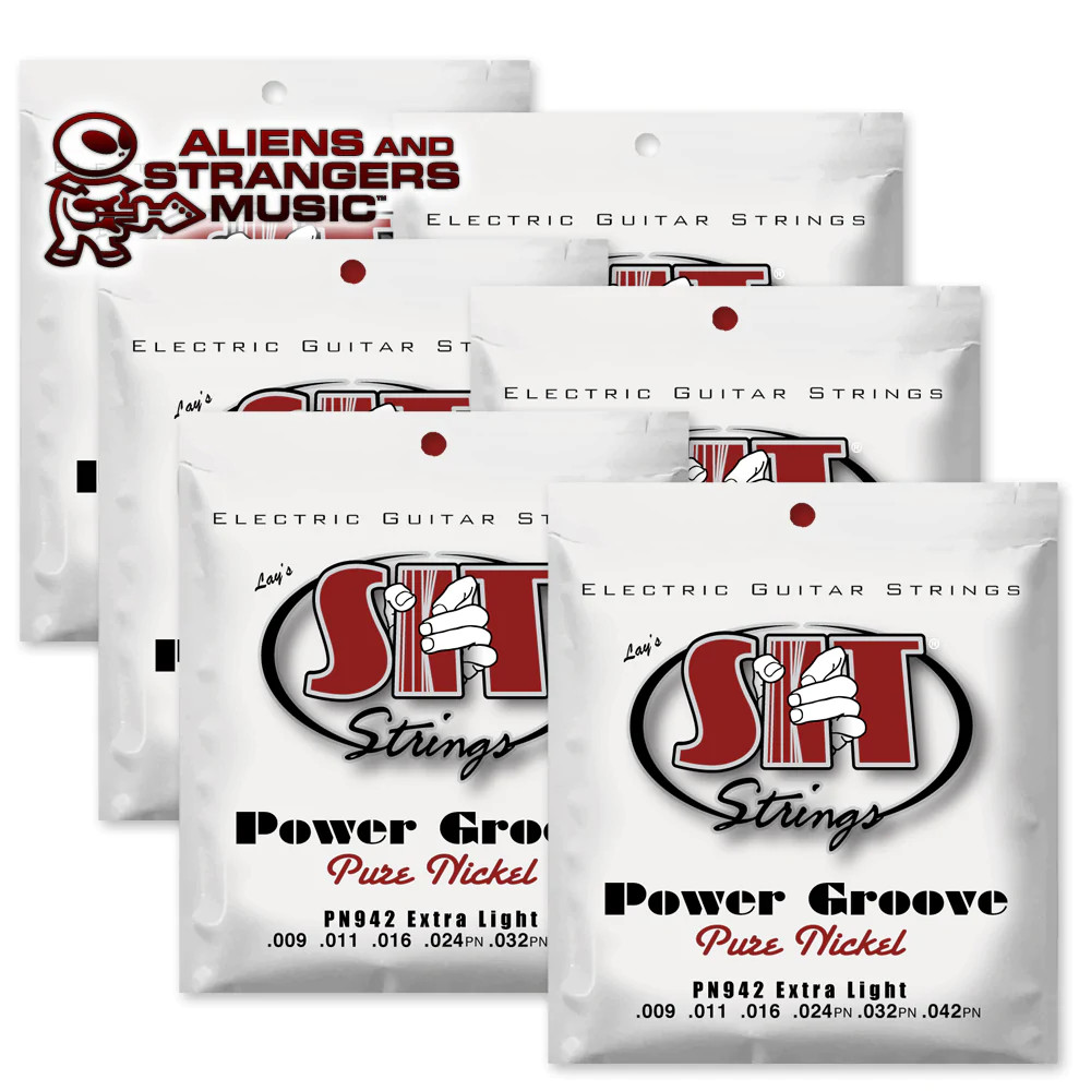 6 Sets! SIT Strings PN942 Extra Light Power Groove Pure Nickel .009-.042