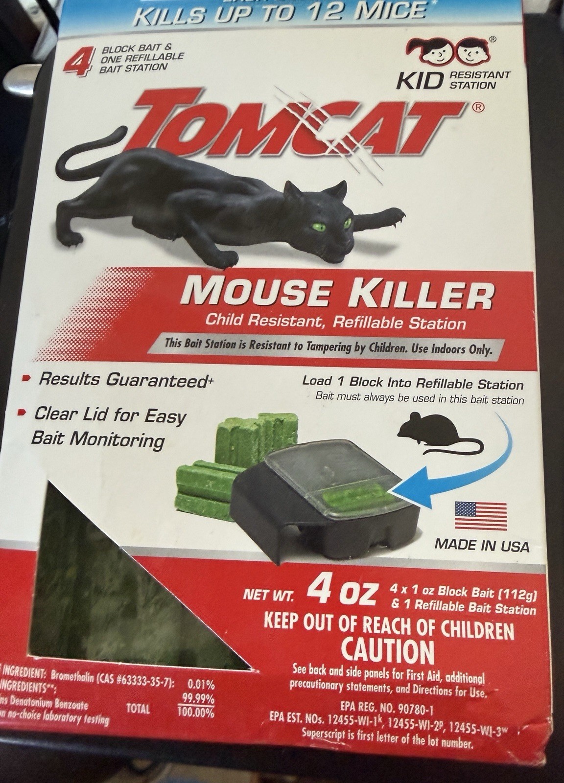 TomCat Mouse Killer Refillable Bait Station With 4 Bait Blocks