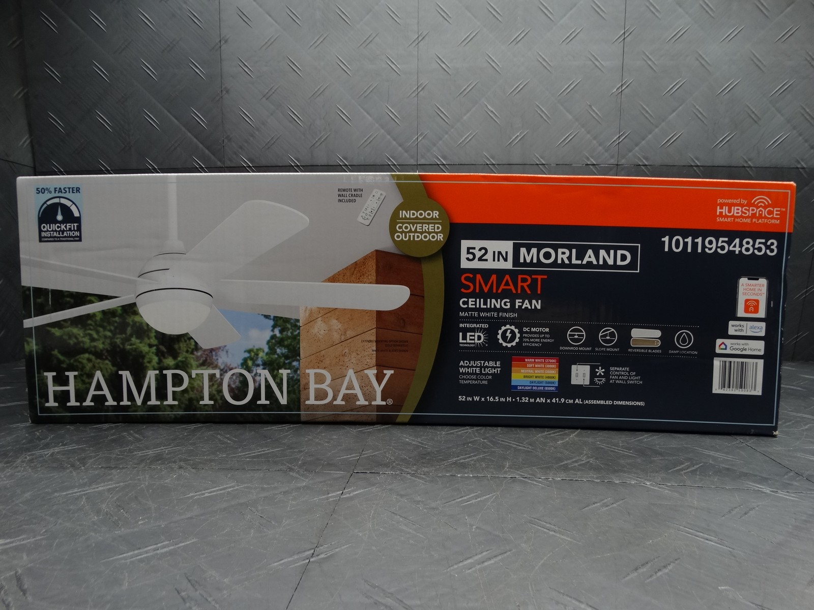 Hampton Bay Morland 52 in. Smart Indoor/Covered Outdoor Matte White Ceiling Fan