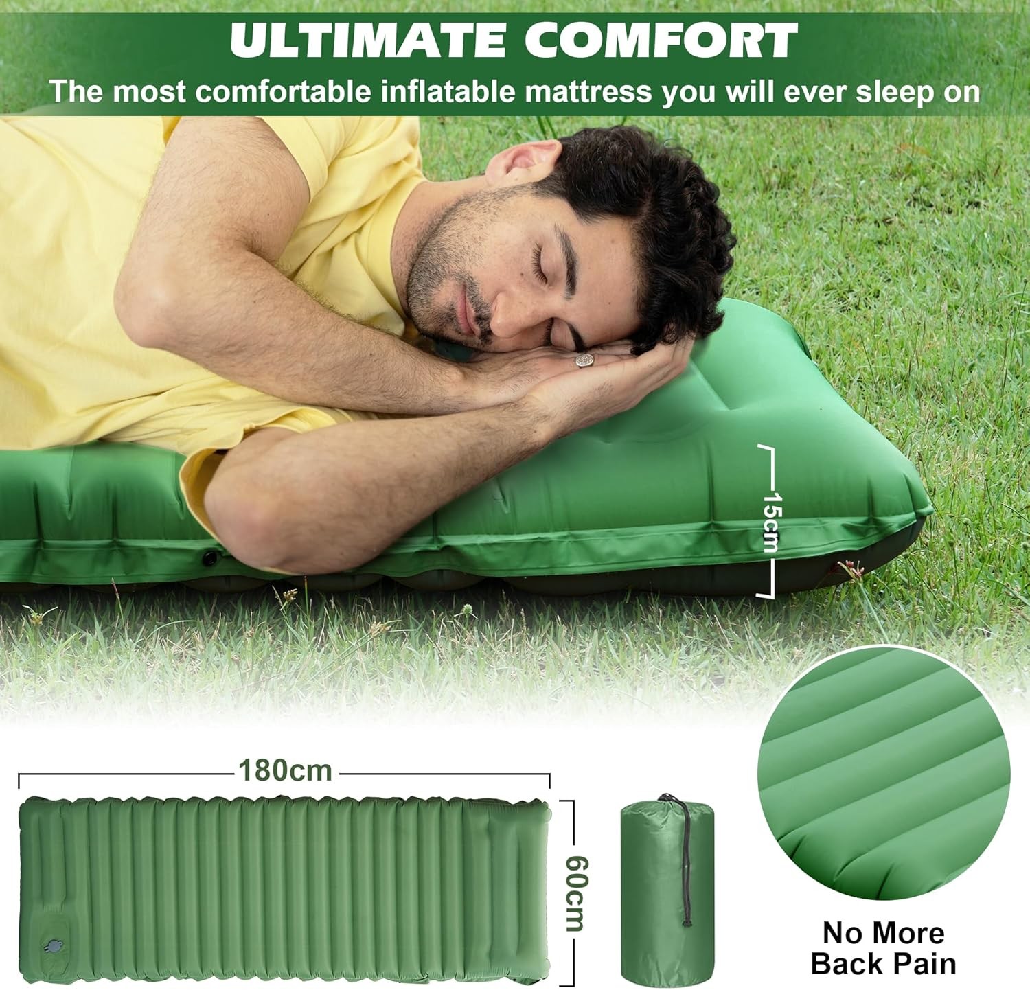 Premium Hiking Camping Backpack Set, Casual Style with Inflatable Sleeping Pad,