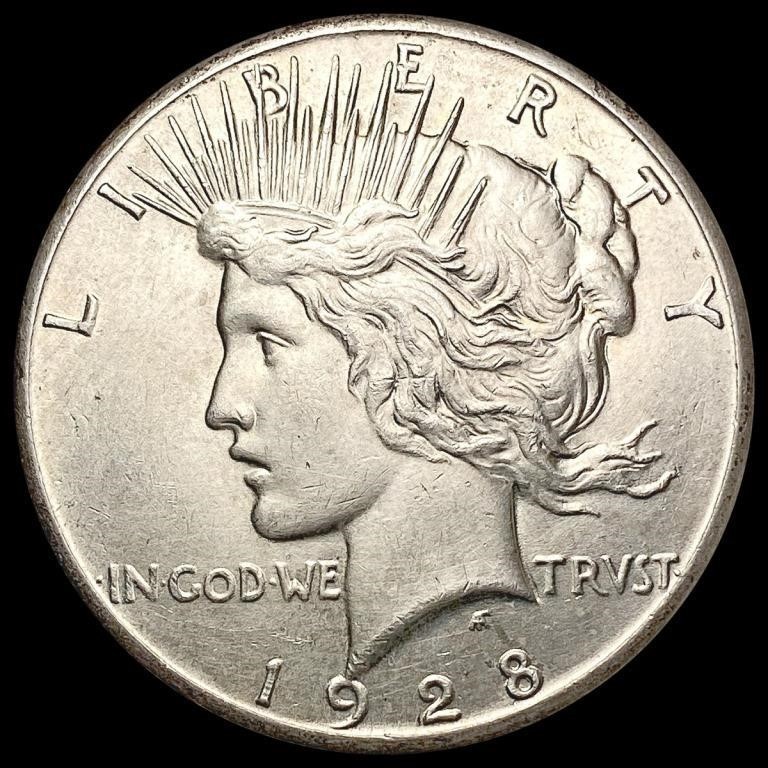 1928 $1 Peace Silver Dollar Scarce Date Unc Details Well Struck Cartwheel 1311