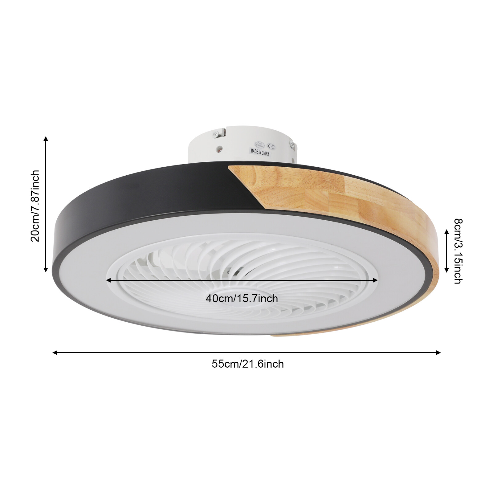 21.6" Modern Led Ceiling Fan Lights Flush Mount Light Kit With Remote Control