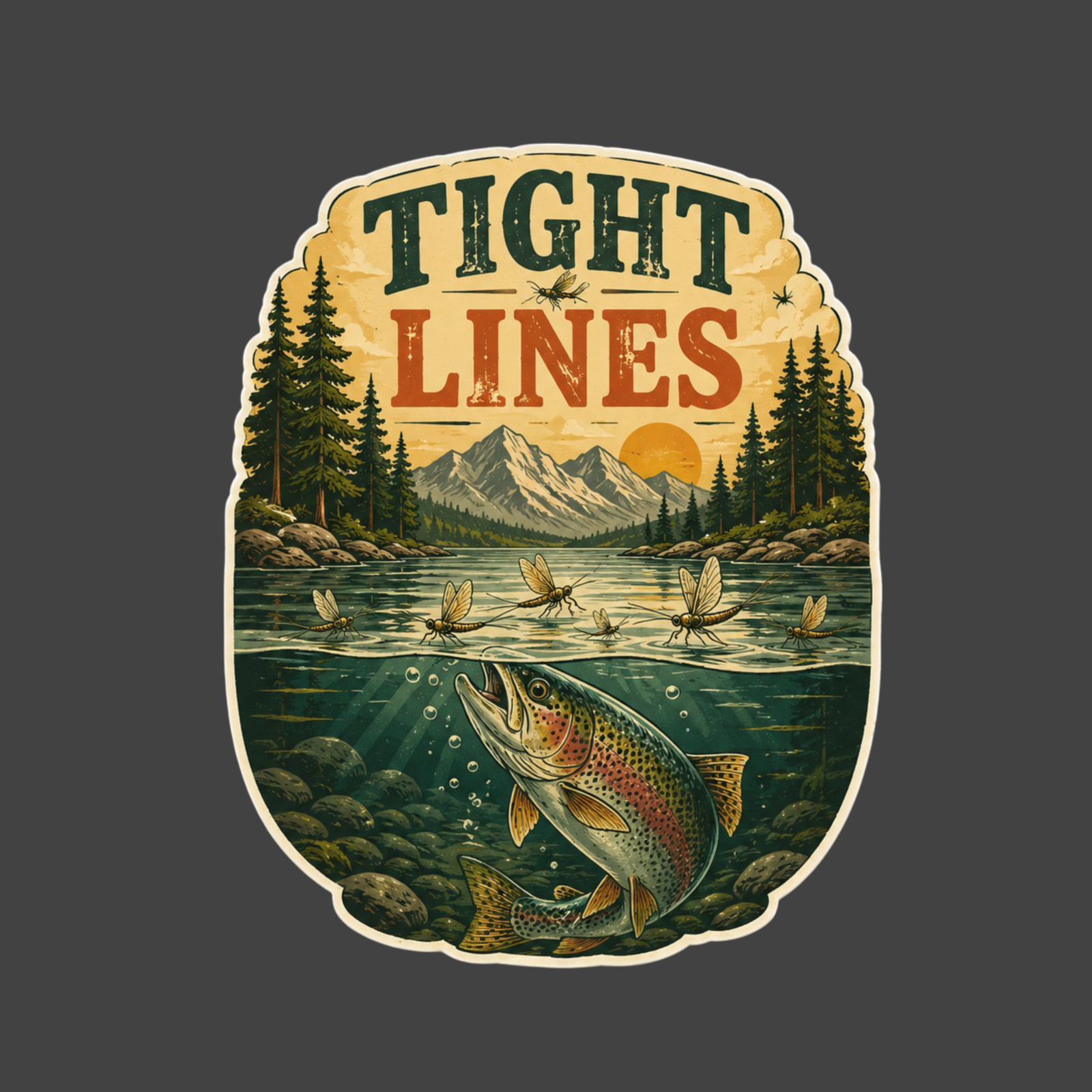 Trout Sticker Vinyl Decal Tight Lines Fly Fishing River Fisherman Outdoors