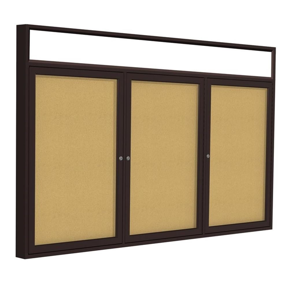 Ghent's Wood 48" x 96" 3 Door Enclosed Headliner Bulletin Board in Natural