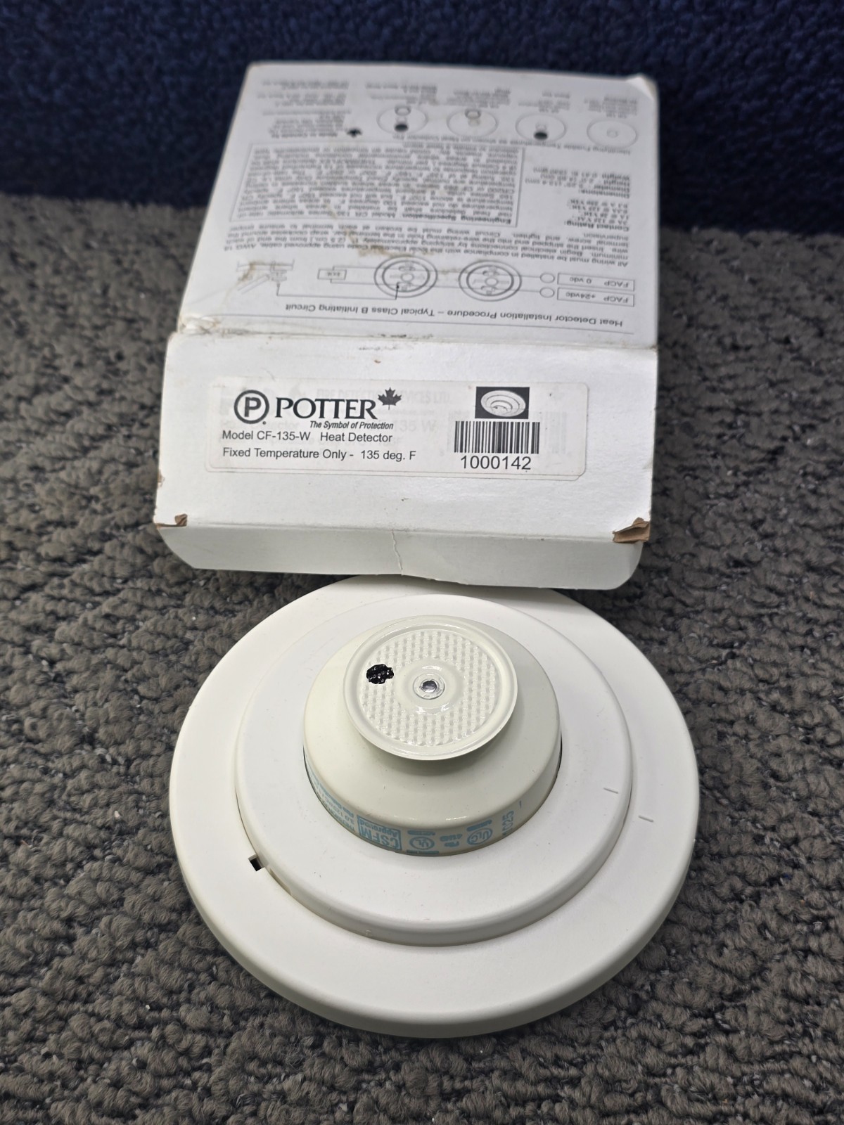 Potter CF-135-W 1000142 Fixed Temperature Heat Detector, 135 Degrees