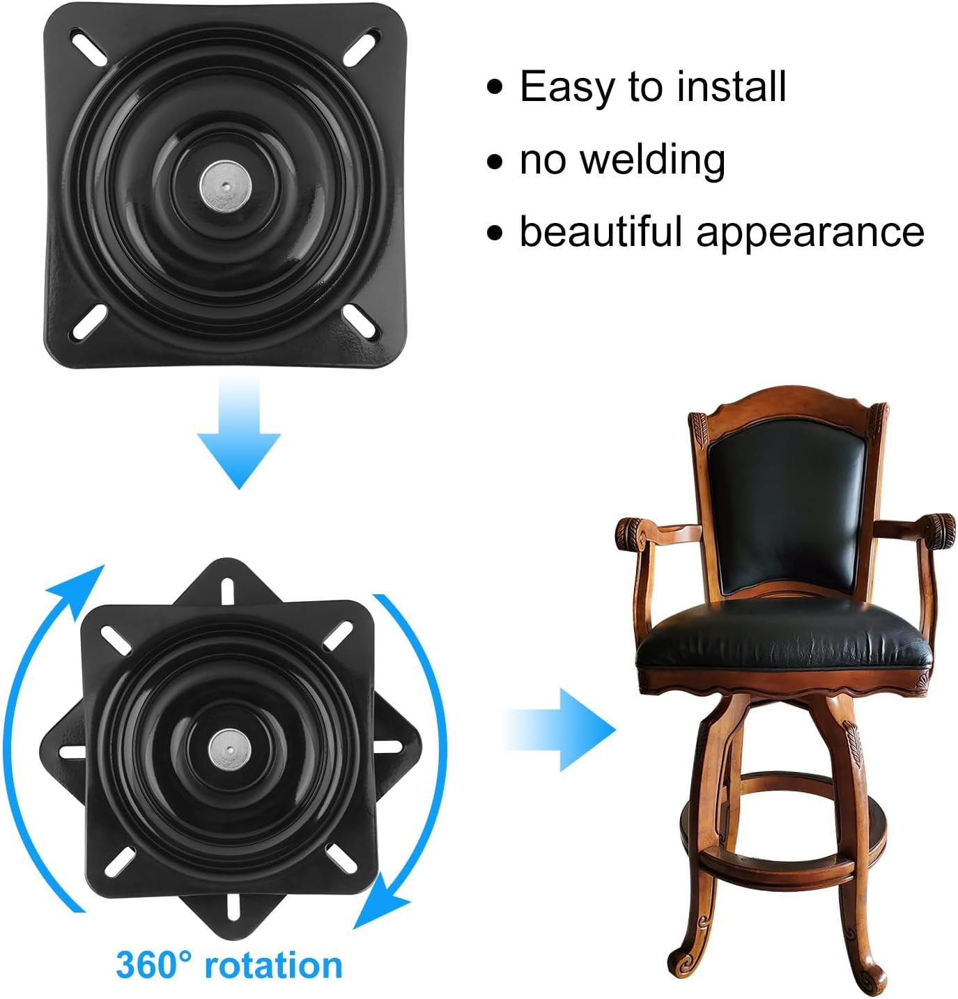 6 PCS 6.25 Inch Seat Swivel, Swivel Plate Bar Stool, Swivel Plate for Recliner C