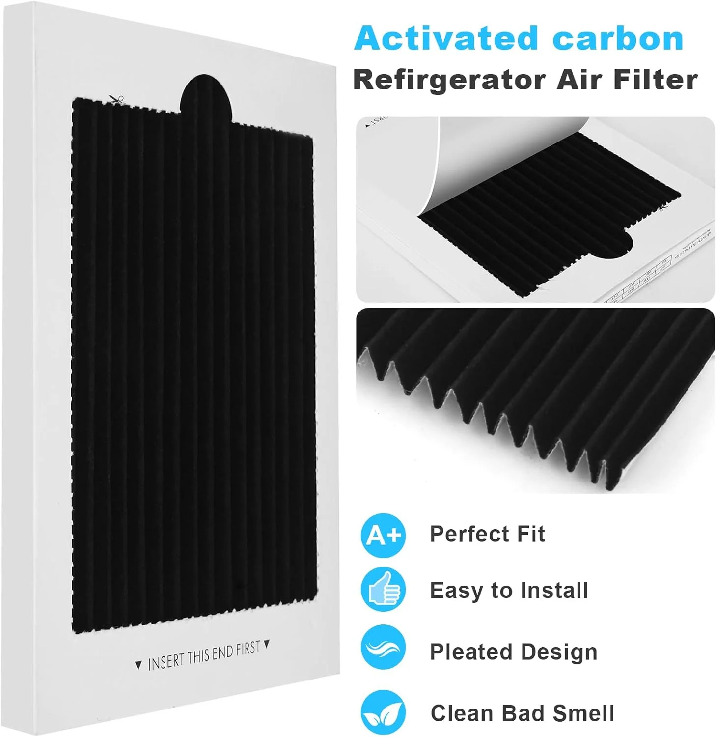 6-Pack Premium Refrigerator Air Filter Replacement, Carbon Activated Filter Comp
