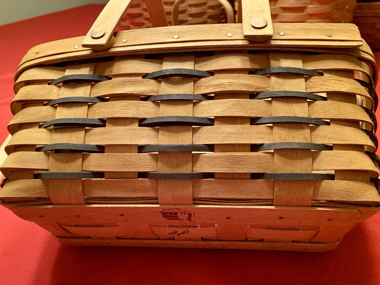 Longaberger Basket With Plastic Liner And Wooden Divider