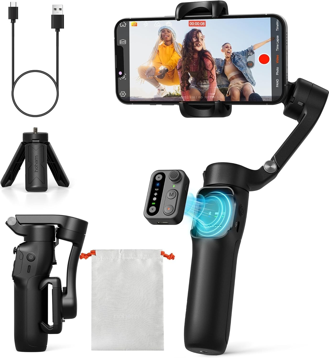 Osmo-Mobile 8 Gimbal Stabilizer for Phone Native Tracking with Audio Light-USA