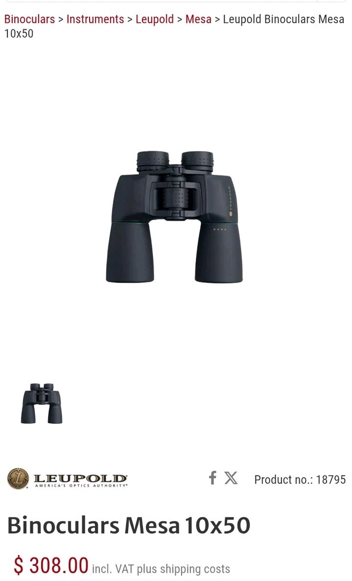 Wind River Mesa Wilderness Optics Binoculars By Leupold Waterproof 10x50mm RARE