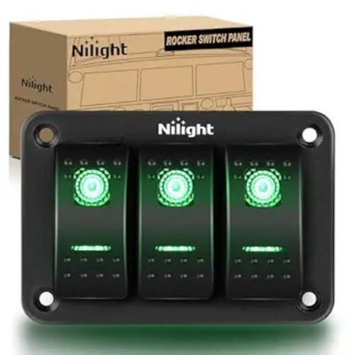 3 Gang Aluminum Rocker Switch Panel Toggle Dash 5 Pin Color: GreenSize: 3 Gang