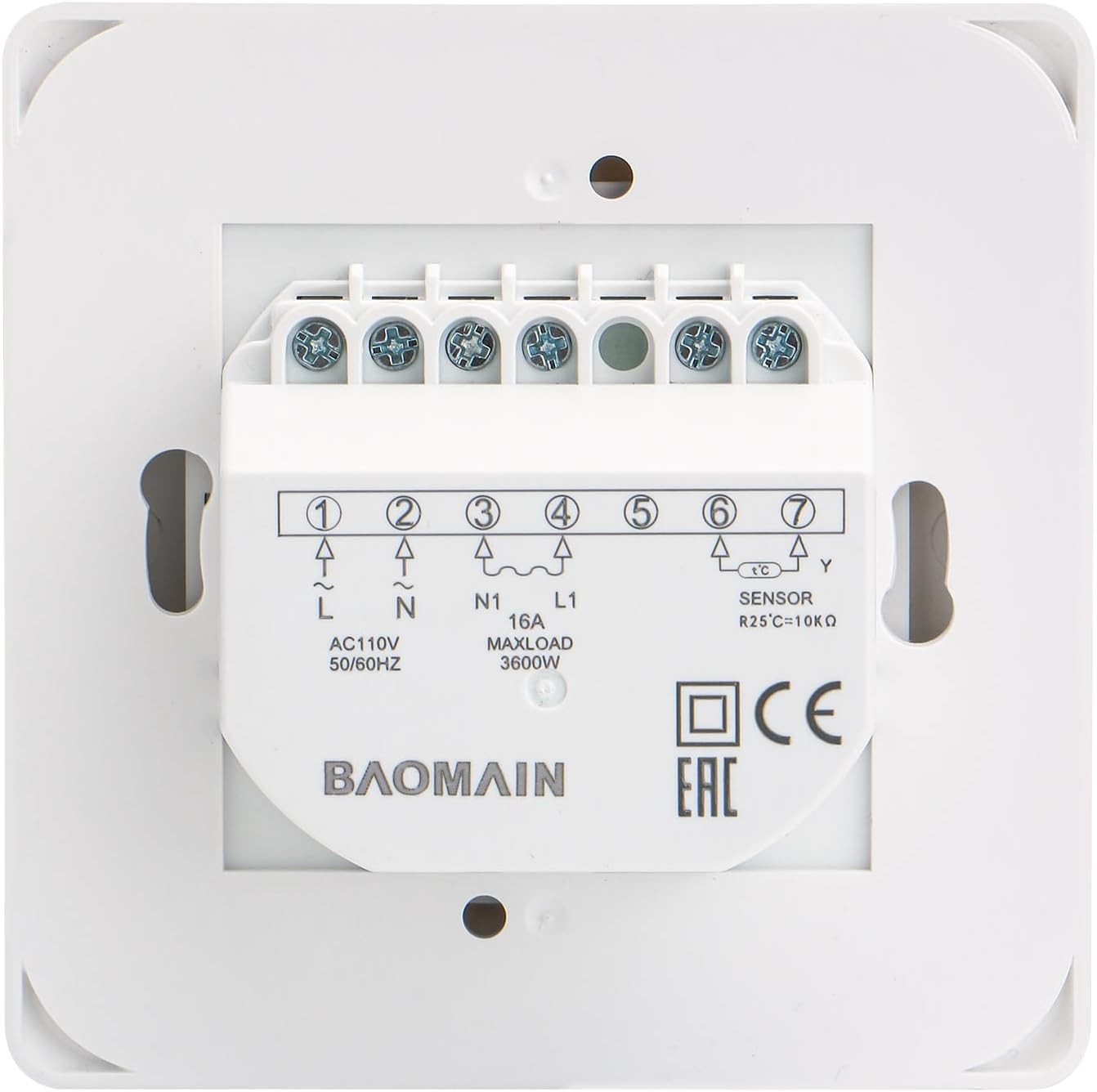 Baomain Home Nonprogrammable Thermostats, Radiant Floor Heating White