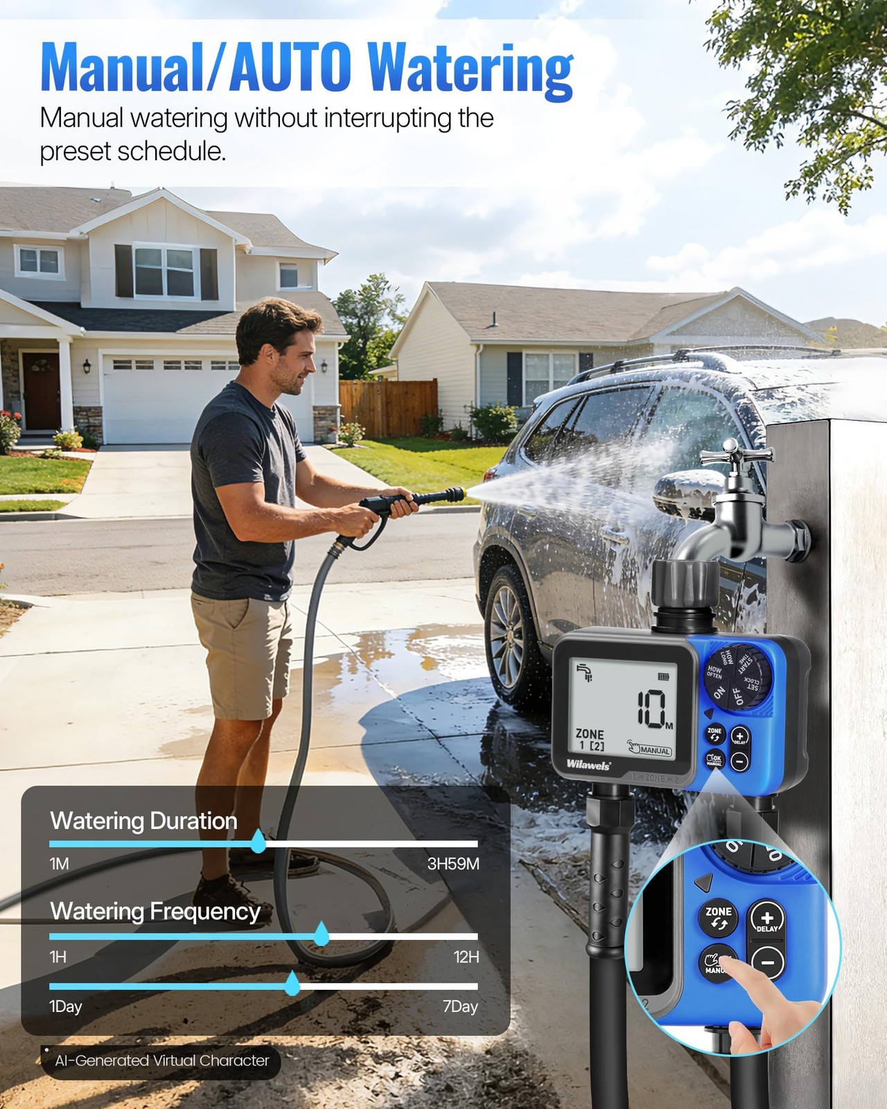 Water Timer for Garden Hose, 2 Zone Sprinkler Timer, Automatic Irrigation Sys...