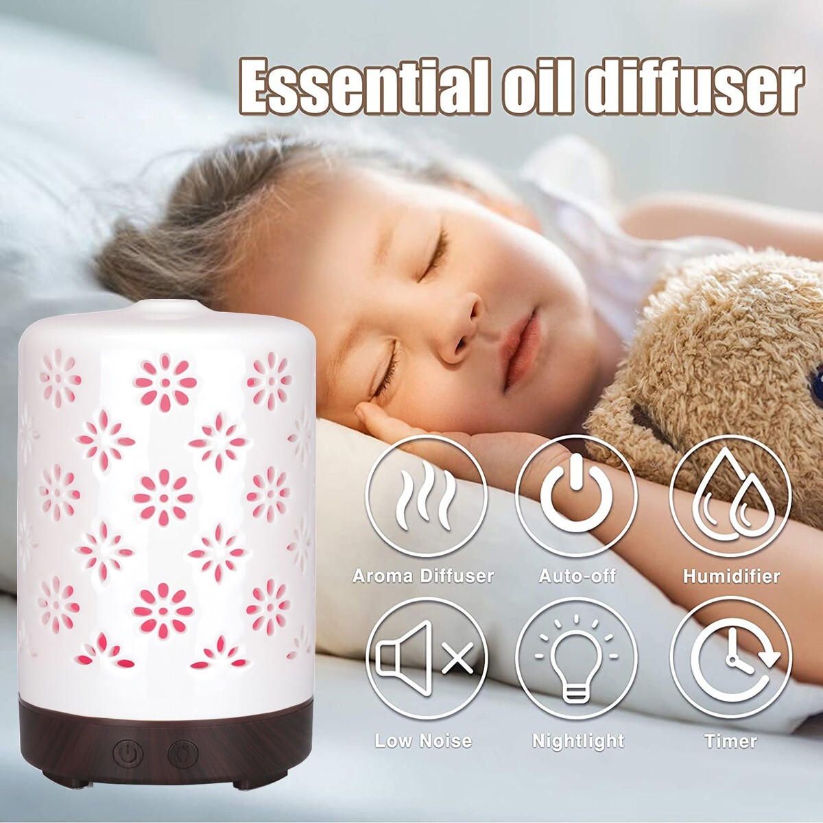 Electric Oil Diffuser Humidifier Home Steamer Air Purifier Cool Mist Purifier