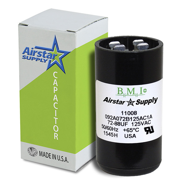 72-88 uF MFD x 125 VAC  BMI Motor Start Capacitor # 092A072B125AC1A  USA