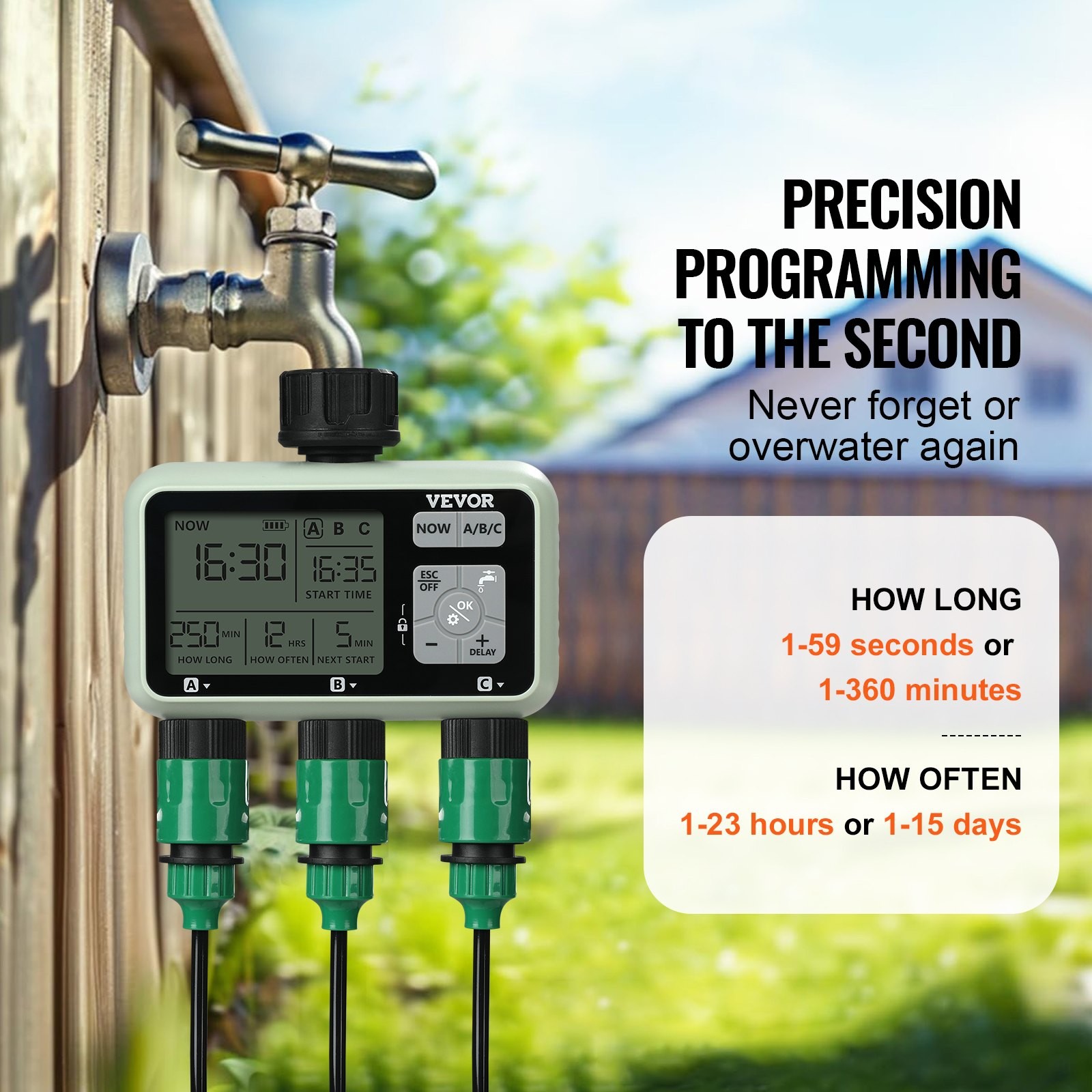 Water Timer, 3 Outlets, Hose Watering Sprinkler Timer, With 3 Independent