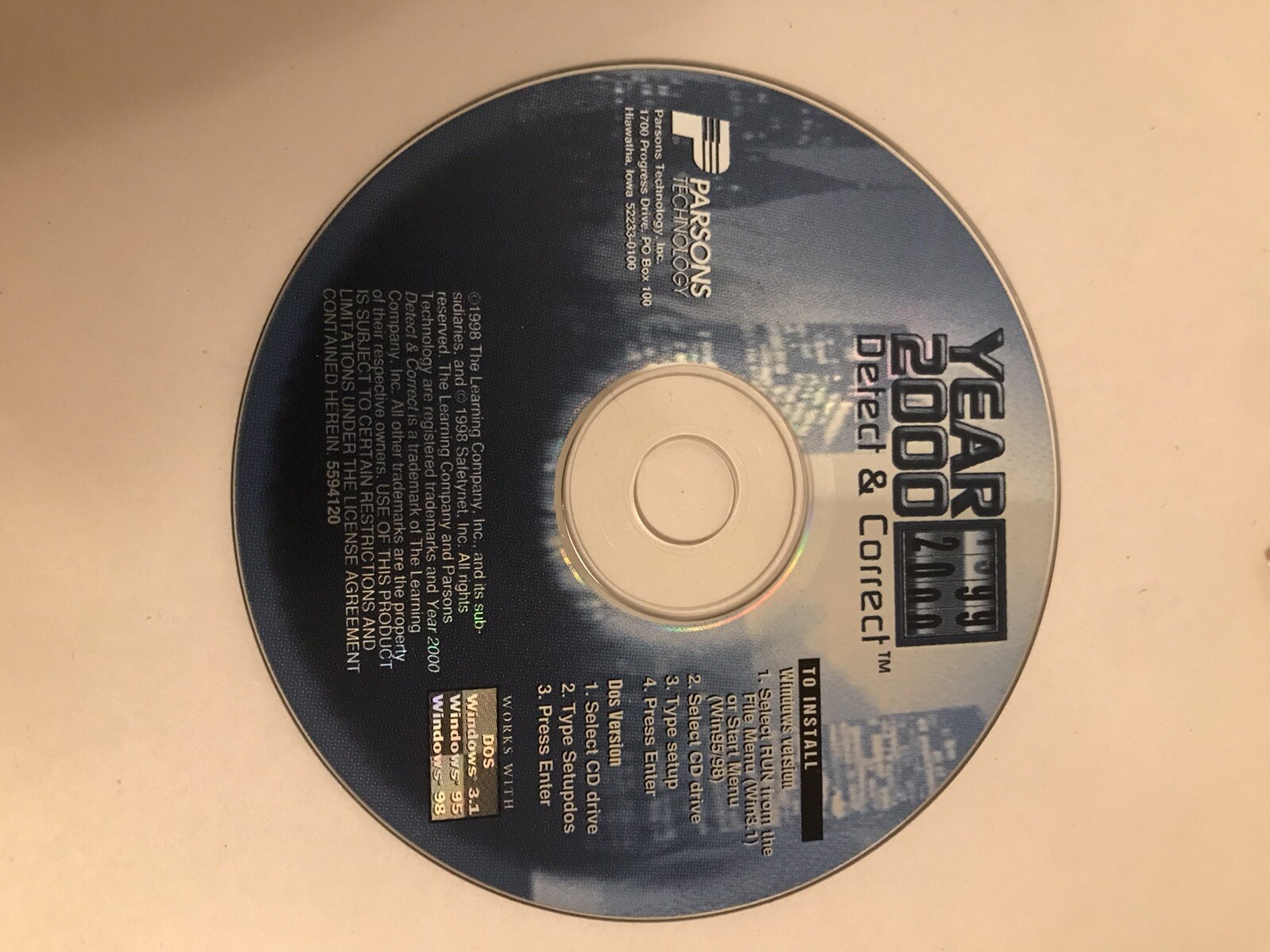 Year 2000 Detect And Correct CD ROM Parsons 1998 The Learning Company Y2K