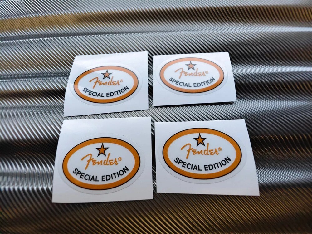 4Pcs PVC Die Cut Headstock Sticker Decals For Fender Special Edition Guitar Bass