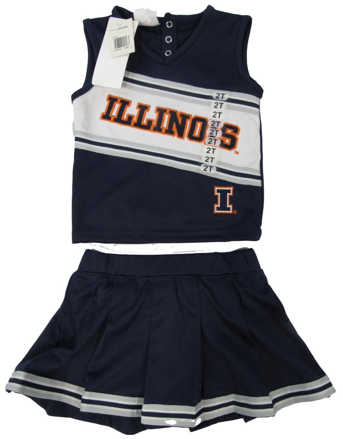 Illinois Fighting Illini Toddler Girls Sizes 2-Piece Cheerleader Top Skirt Set
