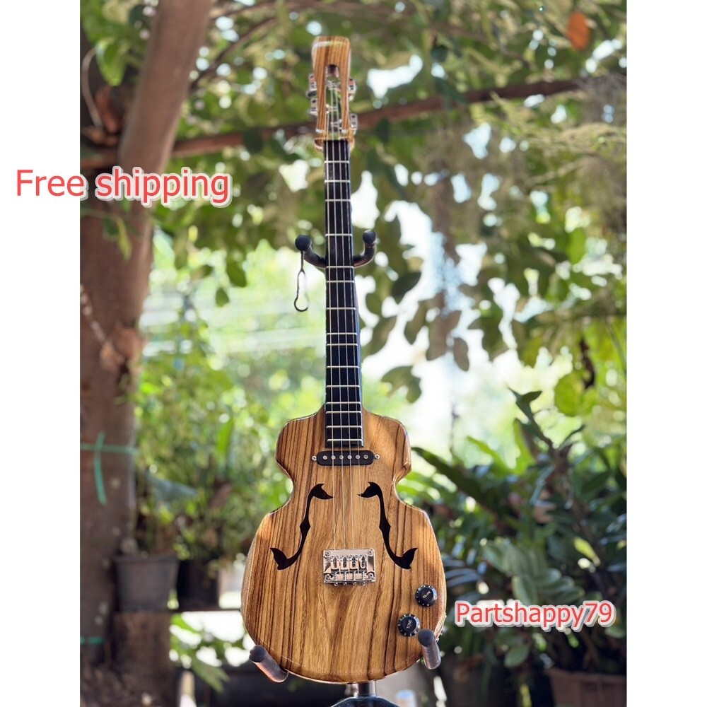 Thai Lao Isan Phin Mandolin Folk Electric Acoustic Music Instrument Wood Teak