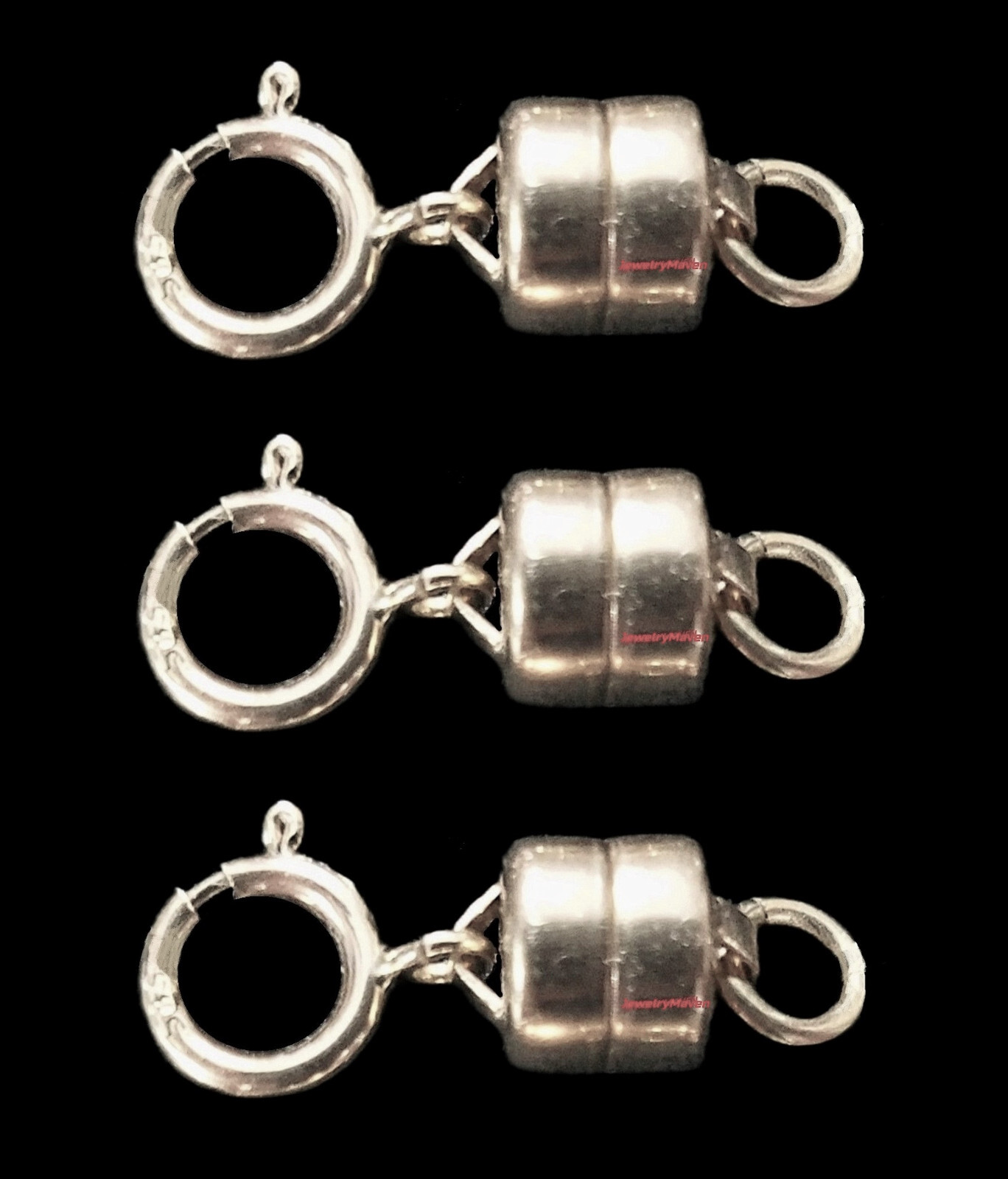 (3) 5.5mm 925 Sterling Silver STRONG MAGNETIC CLASP Extender 5mm Spring ring USA