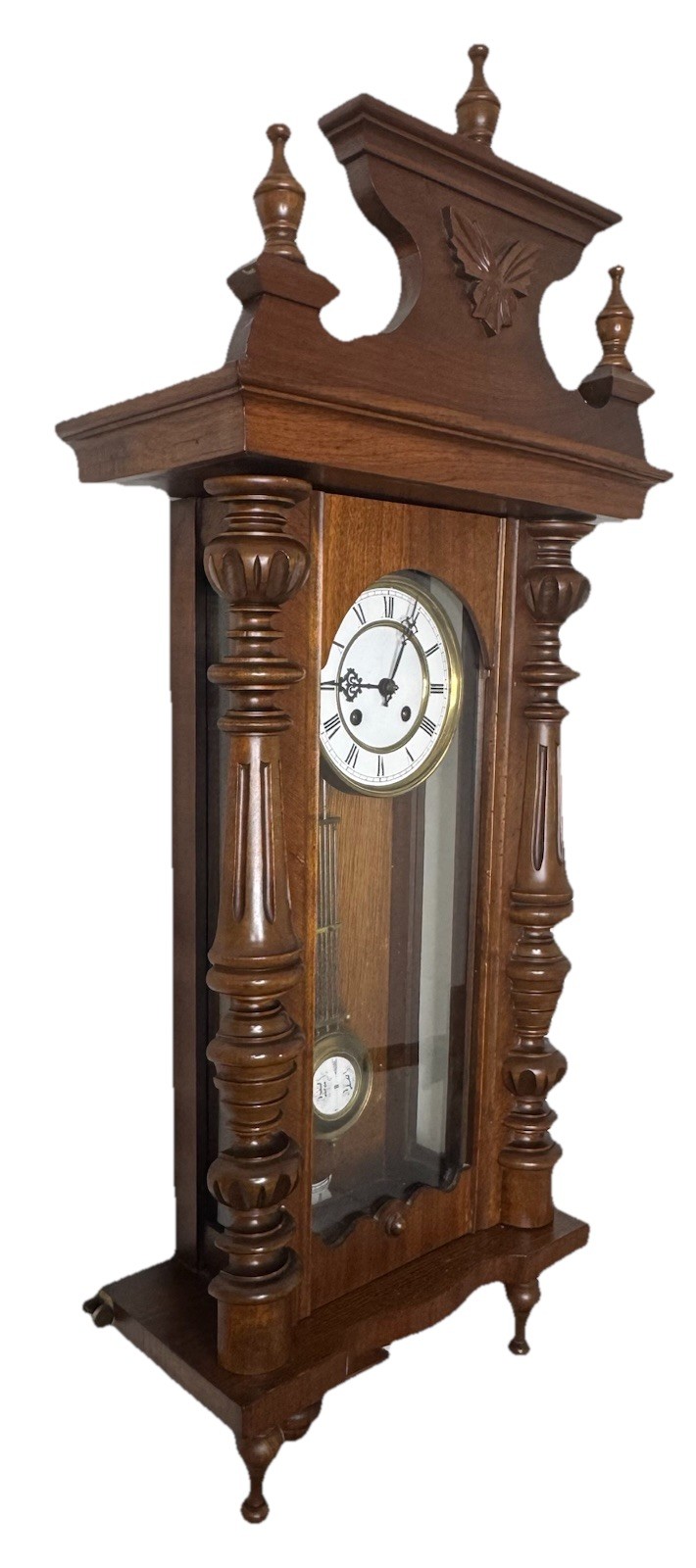 Antique 1880s Schlenker Kienzle Walnut Wall Clock Fully Serviced