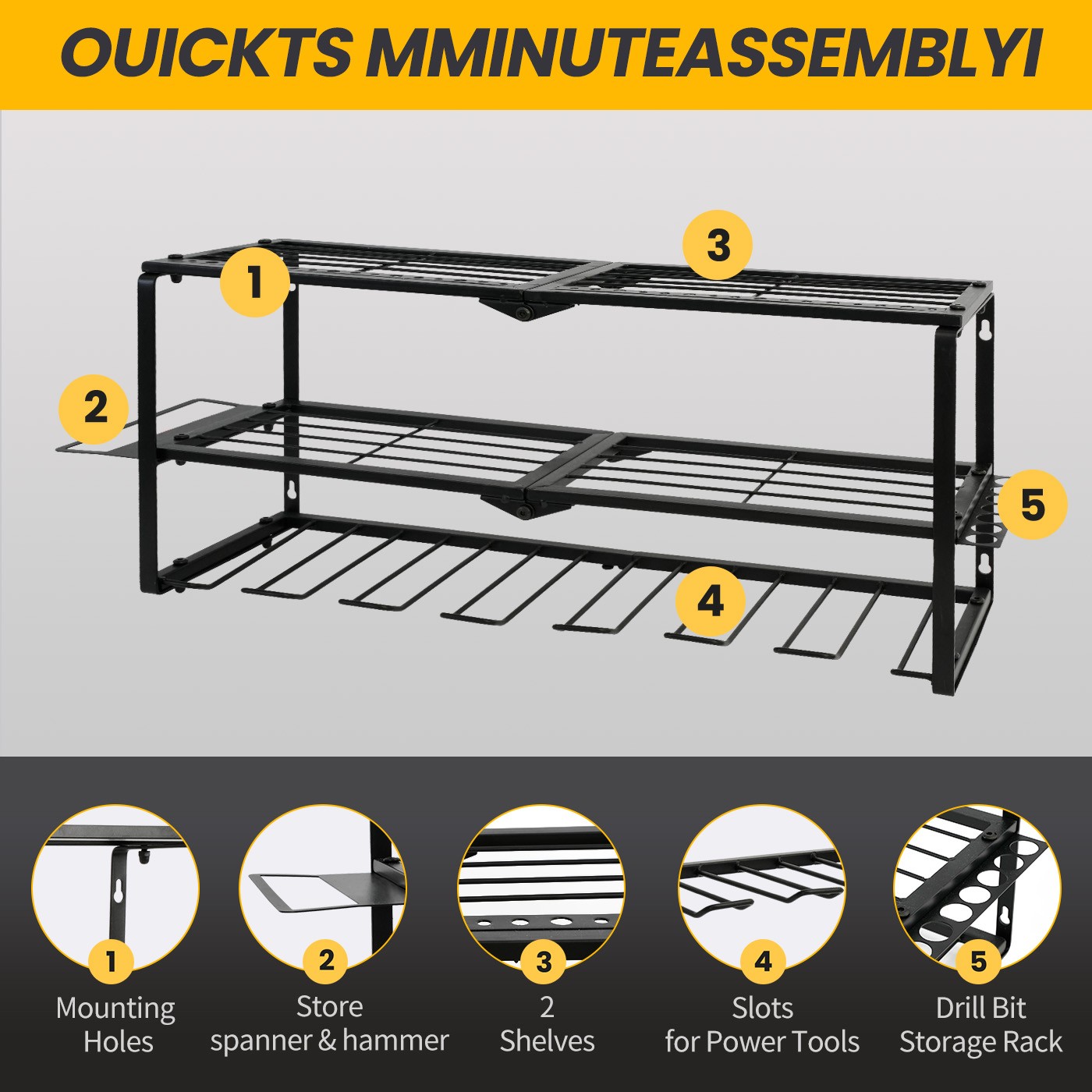 Power Tool Organizer Wall Mounted Power Tool Rack for Cordless Drill Storage