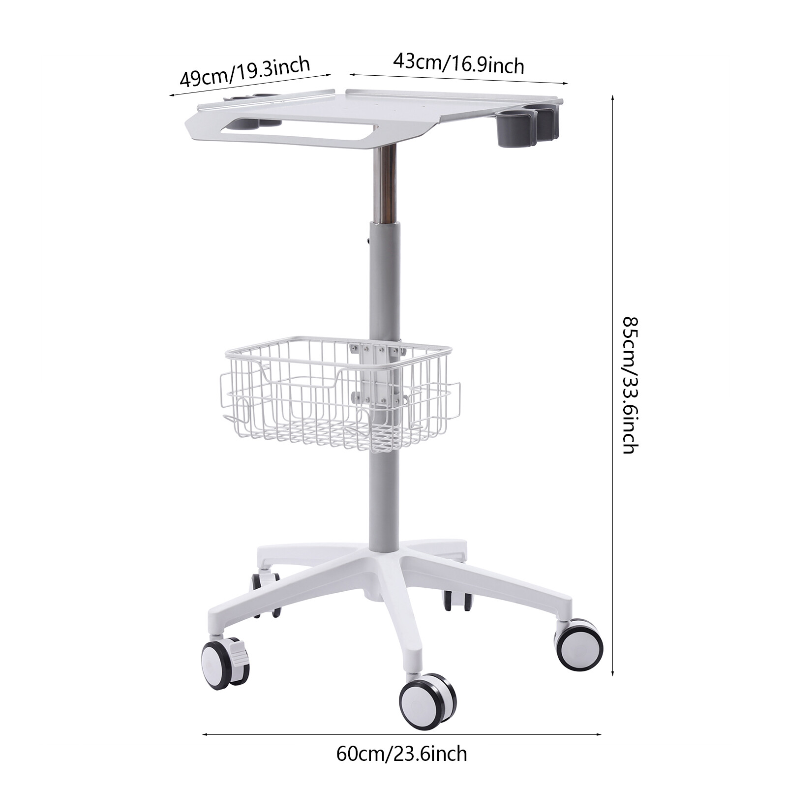 Mobile Rolling Cart Medical Trolley for Ultrasound Imaging Scanner Cart NEW