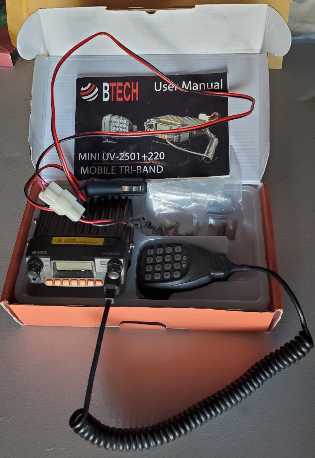 BTECH UV-2501+220 Tri Band Ham Radio Transceiver Black w/ Microphone Manual